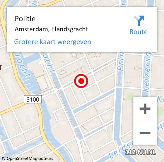 Locatie op kaart van de 112 melding: Politie Amsterdam, Elandsgracht op 23 april 2024 04:36