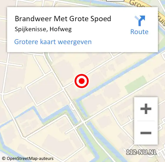 Locatie op kaart van de 112 melding: Brandweer Met Grote Spoed Naar Spijkenisse, Hofweg op 23 april 2024 05:08