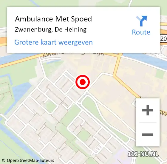 Locatie op kaart van de 112 melding: Ambulance Met Spoed Naar Zwanenburg, De Heining op 23 april 2024 06:22