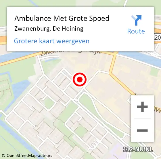 Locatie op kaart van de 112 melding: Ambulance Met Grote Spoed Naar Zwanenburg, De Heining op 23 april 2024 06:25