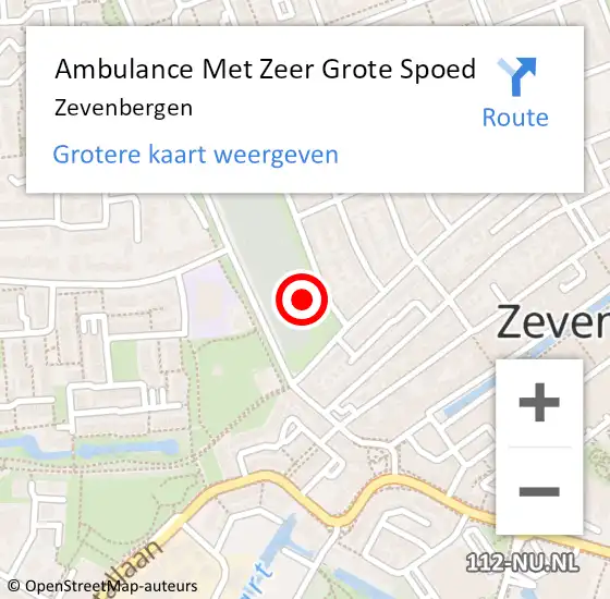 Locatie op kaart van de 112 melding: Ambulance Met Zeer Grote Spoed Naar Zevenbergen op 23 april 2024 06:36