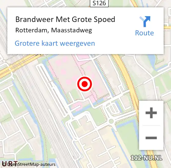 Locatie op kaart van de 112 melding: Brandweer Met Grote Spoed Naar Rotterdam, Maasstadweg op 23 april 2024 07:01