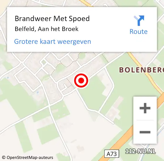 Locatie op kaart van de 112 melding: Brandweer Met Spoed Naar Belfeld, Aan het Broek op 23 april 2024 07:44