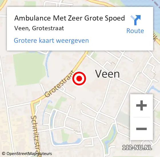 Locatie op kaart van de 112 melding: Ambulance Met Zeer Grote Spoed Naar Veen, Grotestraat op 23 april 2024 07:46