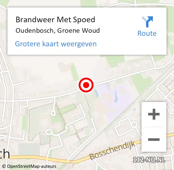 Locatie op kaart van de 112 melding: Brandweer Met Spoed Naar Oudenbosch, Groene Woud op 23 april 2024 07:55