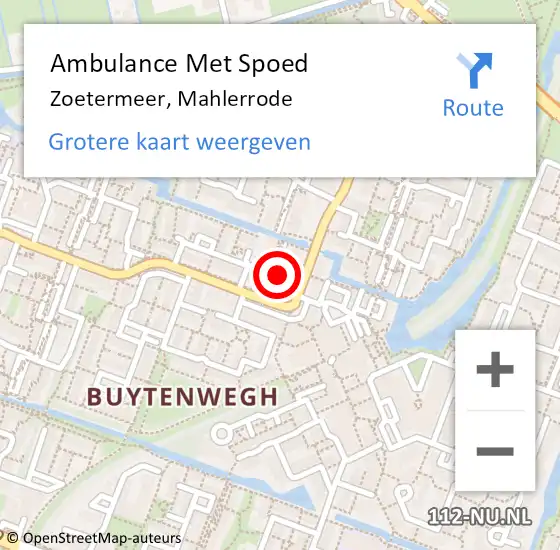 Locatie op kaart van de 112 melding: Ambulance Met Spoed Naar Zoetermeer, Mahlerrode op 23 april 2024 07:59