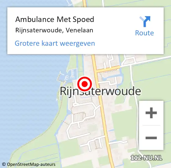 Locatie op kaart van de 112 melding: Ambulance Met Spoed Naar Rijnsaterwoude, Venelaan op 23 april 2024 08:01