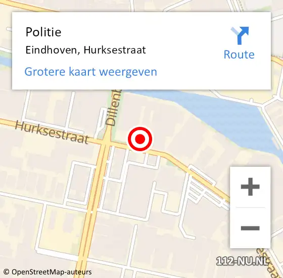 Locatie op kaart van de 112 melding: Politie Eindhoven, Hurksestraat op 23 april 2024 08:09