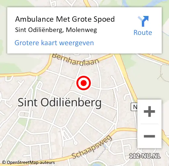 Locatie op kaart van de 112 melding: Ambulance Met Grote Spoed Naar Sint Odiliënberg, Molenweg op 23 april 2024 08:16