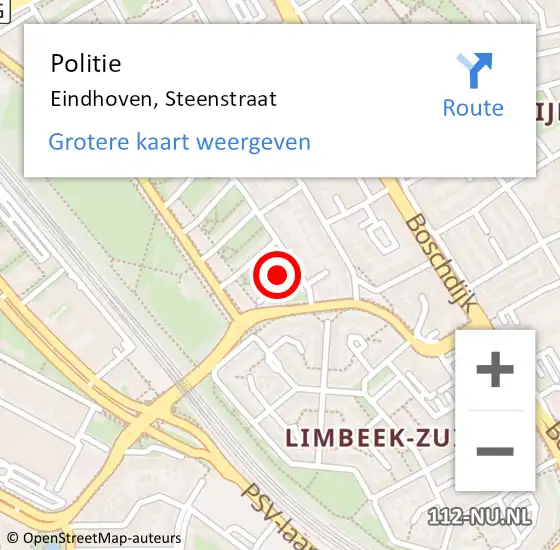 Locatie op kaart van de 112 melding: Politie Eindhoven, Steenstraat op 23 april 2024 08:25