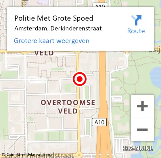 Locatie op kaart van de 112 melding: Politie Met Grote Spoed Naar Amsterdam, Derkinderenstraat op 23 april 2024 08:27