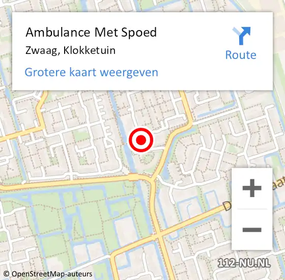 Locatie op kaart van de 112 melding: Ambulance Met Spoed Naar Zwaag, Klokketuin op 23 april 2024 08:34