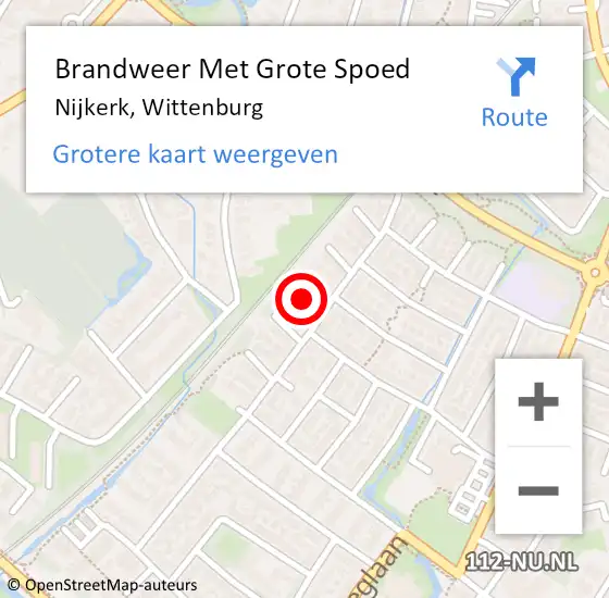 Locatie op kaart van de 112 melding: Brandweer Met Grote Spoed Naar Nijkerk, Wittenburg op 23 april 2024 08:43
