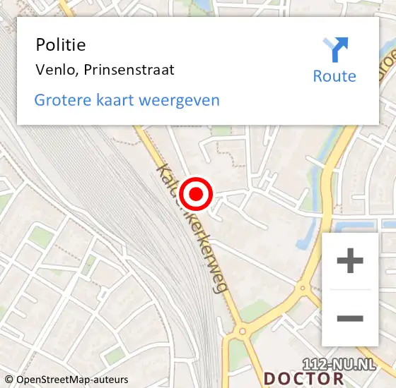 Locatie op kaart van de 112 melding: Politie Venlo, Prinsenstraat op 23 april 2024 08:43