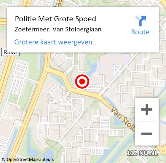 Locatie op kaart van de 112 melding: Politie Met Grote Spoed Naar Zoetermeer, Van Stolberglaan op 23 april 2024 08:46