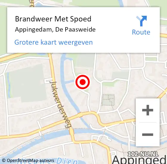 Locatie op kaart van de 112 melding: Brandweer Met Spoed Naar Appingedam, De Paasweide op 23 april 2024 08:47