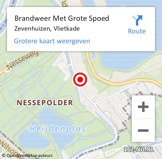 Locatie op kaart van de 112 melding: Brandweer Met Grote Spoed Naar Zevenhuizen, Vlietkade op 23 april 2024 08:50