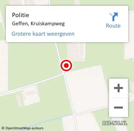 Locatie op kaart van de 112 melding: Politie Geffen, Kruiskampweg op 23 april 2024 08:58