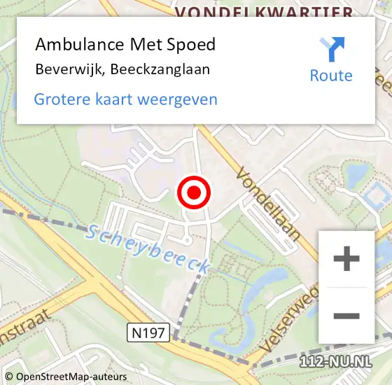 Locatie op kaart van de 112 melding: Ambulance Met Spoed Naar Beverwijk, Beeckzanglaan op 23 april 2024 09:10