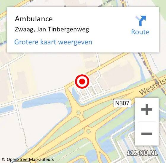 Locatie op kaart van de 112 melding: Ambulance Zwaag, Jan Tinbergenweg op 23 april 2024 09:27