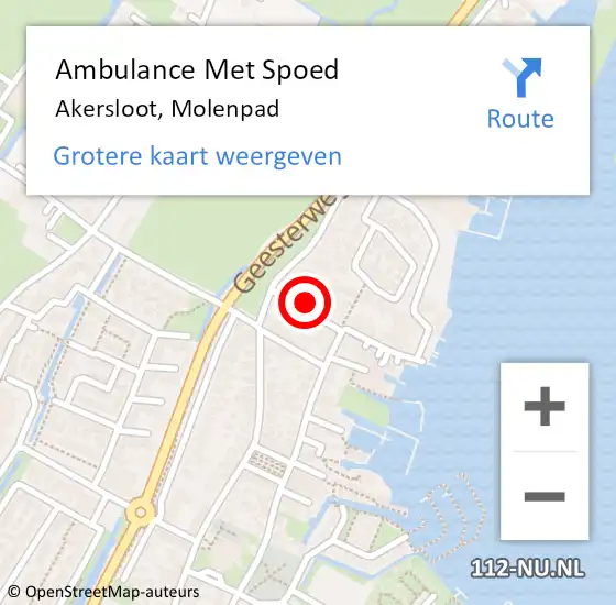 Locatie op kaart van de 112 melding: Ambulance Met Spoed Naar Akersloot, Molenpad op 23 april 2024 09:29