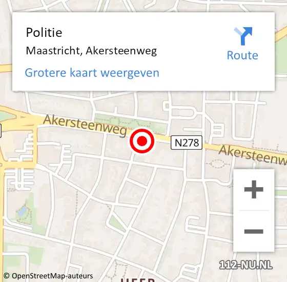Locatie op kaart van de 112 melding: Politie Maastricht, Akersteenweg op 23 april 2024 10:00