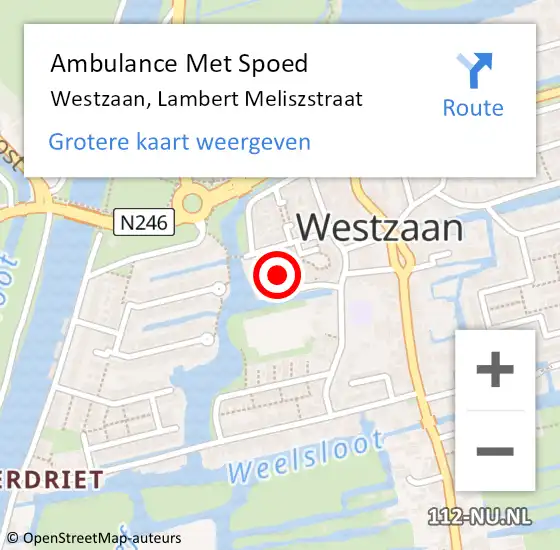 Locatie op kaart van de 112 melding: Ambulance Met Spoed Naar Westzaan, Lambert Meliszstraat op 23 april 2024 10:17