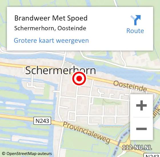 Locatie op kaart van de 112 melding: Brandweer Met Spoed Naar Schermerhorn, Oosteinde op 23 april 2024 10:19