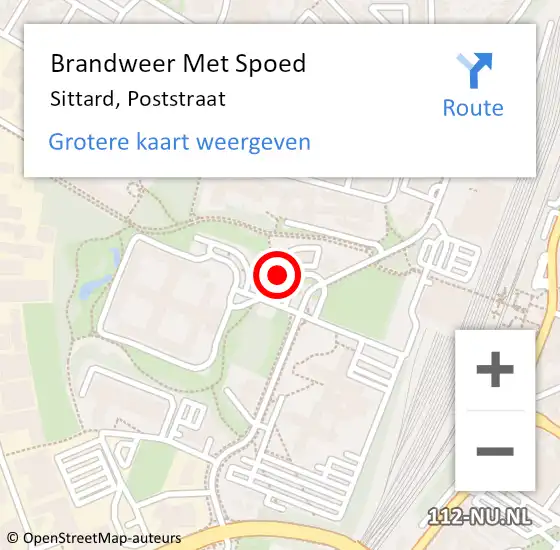 Locatie op kaart van de 112 melding: Brandweer Met Spoed Naar Sittard, Poststraat op 23 april 2024 10:24