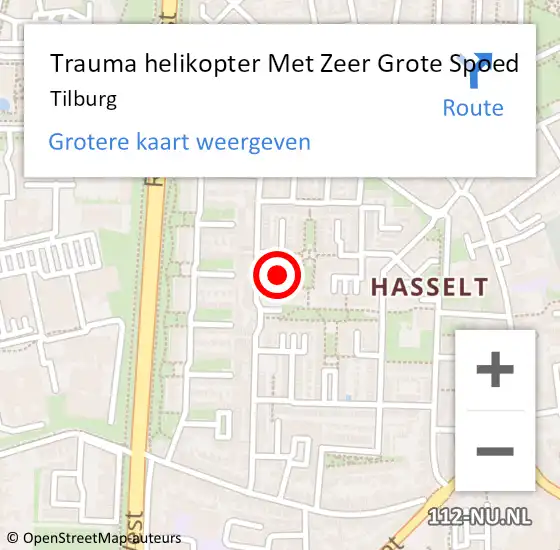 Locatie op kaart van de 112 melding: Trauma helikopter Met Zeer Grote Spoed Naar Tilburg op 23 april 2024 10:30