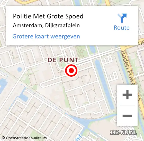 Locatie op kaart van de 112 melding: Politie Met Grote Spoed Naar Amsterdam, Dijkgraafplein op 23 april 2024 10:41