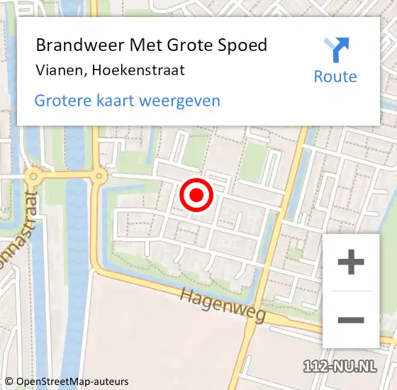 Locatie op kaart van de 112 melding: Brandweer Met Grote Spoed Naar Vianen, Hoekenstraat op 23 april 2024 11:07