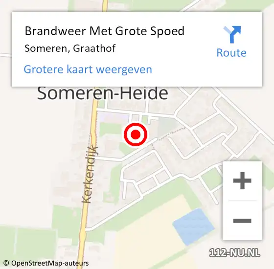 Locatie op kaart van de 112 melding: Brandweer Met Grote Spoed Naar Someren, Graathof op 23 april 2024 11:10