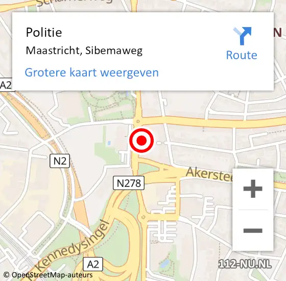 Locatie op kaart van de 112 melding: Politie Maastricht, Sibemaweg op 23 april 2024 11:13