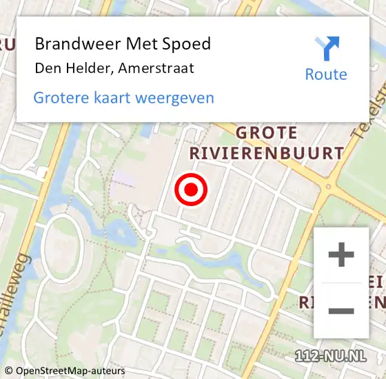 Locatie op kaart van de 112 melding: Brandweer Met Spoed Naar Den Helder, Amerstraat op 23 april 2024 11:51