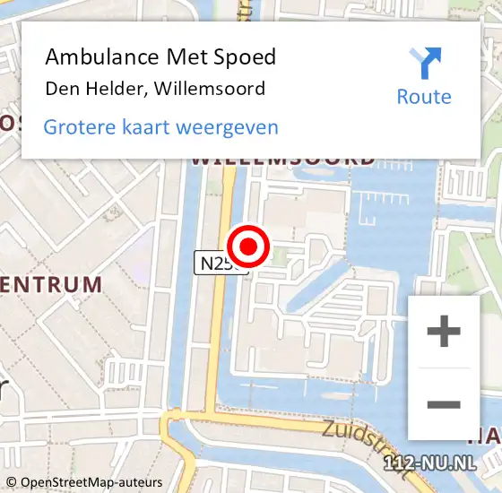 Locatie op kaart van de 112 melding: Ambulance Met Spoed Naar Den Helder, Willemsoord op 23 april 2024 11:55