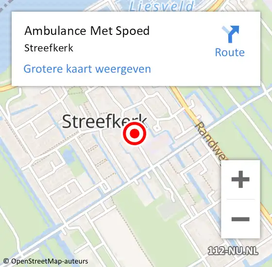 Locatie op kaart van de 112 melding: Ambulance Met Spoed Naar Streefkerk op 23 april 2024 11:57