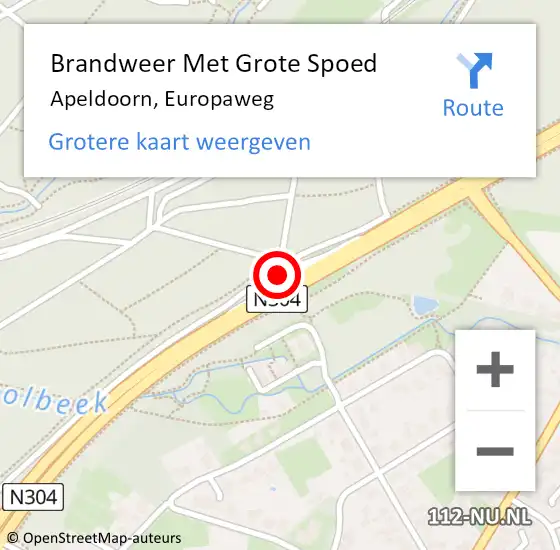Locatie op kaart van de 112 melding: Brandweer Met Grote Spoed Naar Apeldoorn, Europaweg op 23 april 2024 12:11