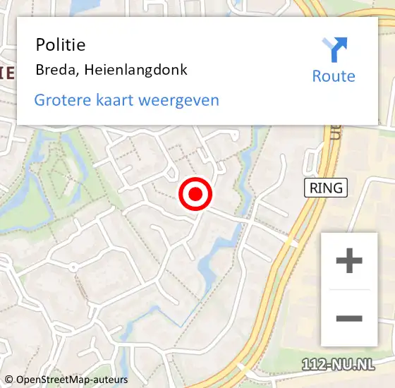 Locatie op kaart van de 112 melding: Politie Breda, Heienlangdonk op 23 april 2024 12:18