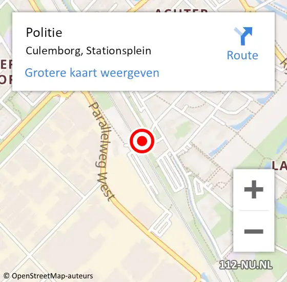 Locatie op kaart van de 112 melding: Politie Culemborg, Stationsplein op 23 april 2024 12:22
