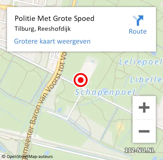Locatie op kaart van de 112 melding: Politie Met Grote Spoed Naar Tilburg, Reeshofdijk op 23 april 2024 12:30
