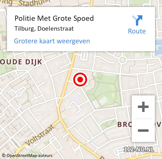 Locatie op kaart van de 112 melding: Politie Met Grote Spoed Naar Tilburg, Doelenstraat op 23 april 2024 12:32