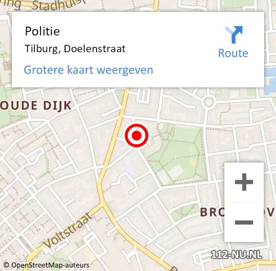 Locatie op kaart van de 112 melding: Politie Tilburg, Doelenstraat op 23 april 2024 12:32