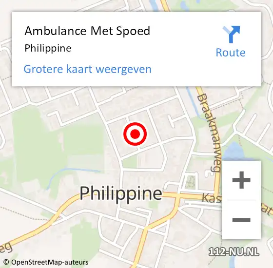 Locatie op kaart van de 112 melding: Ambulance Met Spoed Naar Philippine op 23 april 2024 12:37