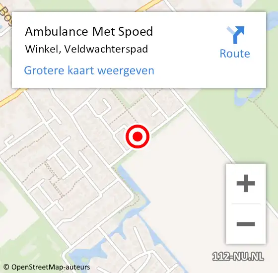 Locatie op kaart van de 112 melding: Ambulance Met Spoed Naar Winkel, Veldwachterspad op 23 april 2024 12:50