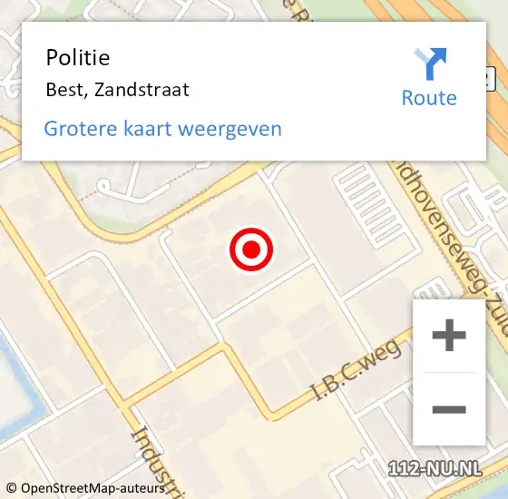 Locatie op kaart van de 112 melding: Politie Best, Zandstraat op 23 april 2024 12:53