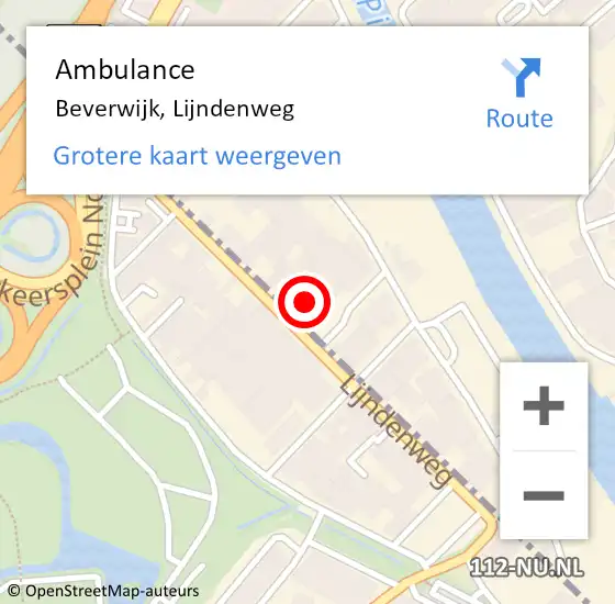 Locatie op kaart van de 112 melding: Ambulance Beverwijk, Lijndenweg op 23 april 2024 12:53