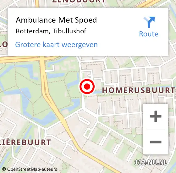 Locatie op kaart van de 112 melding: Ambulance Met Spoed Naar Rotterdam, Tibullushof op 23 april 2024 12:54
