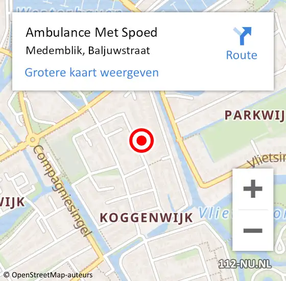 Locatie op kaart van de 112 melding: Ambulance Met Spoed Naar Medemblik, Baljuwstraat op 23 april 2024 12:57