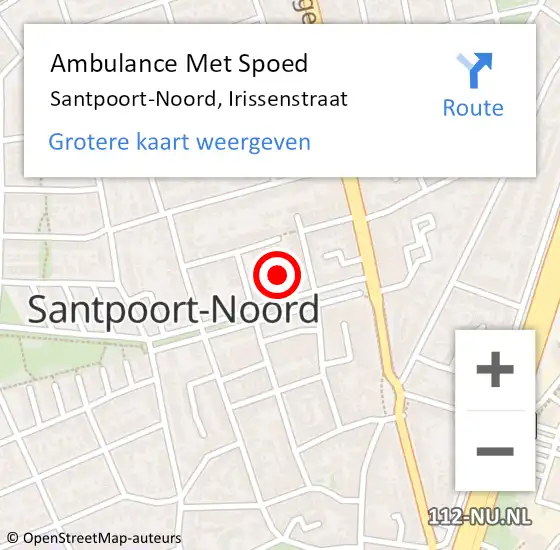 Locatie op kaart van de 112 melding: Ambulance Met Spoed Naar Santpoort-Noord, Irissenstraat op 23 april 2024 13:08
